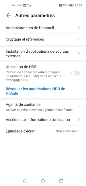 Sélectionnez Cryptage et références