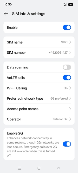 Select Access point names