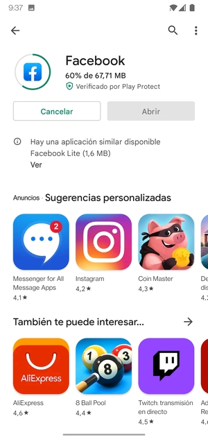 Espere a que el proceso de instalación finalice