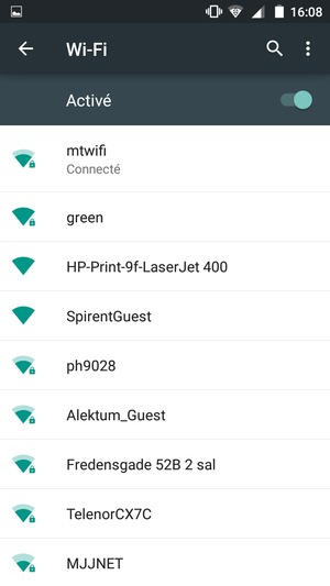 Vous êtes maintenant connecté au réseau Wi-Fi