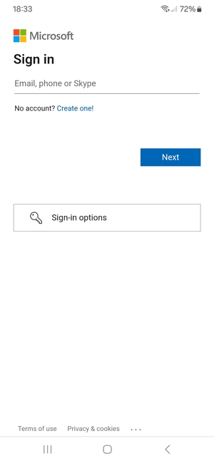 Enter your Hotmail address and select Next