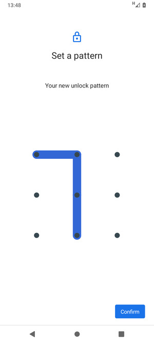 Draw the unlock pattern again and select Confirm