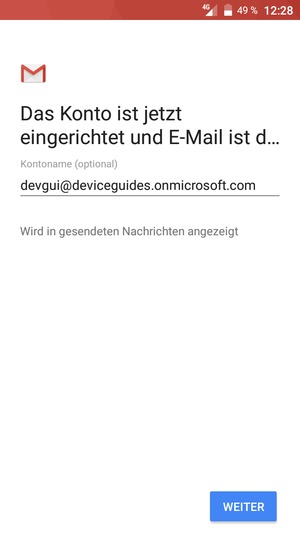 Geben Sie Ihrem Konto einen Namen und wählen Sie WEITER