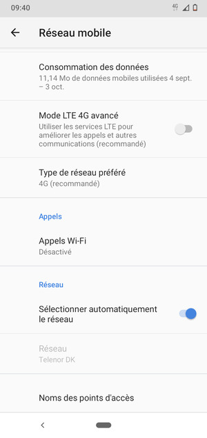 Faites défiler et sélectionnez Noms des points d'accès