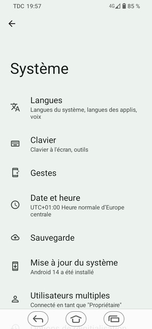Sélectionnez Mise à jour du système