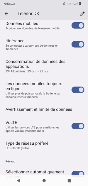 Activer ou désactiver Itinérance