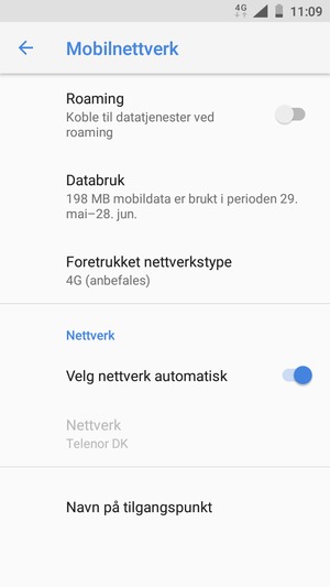 Velg Foretrukket nettverkstype