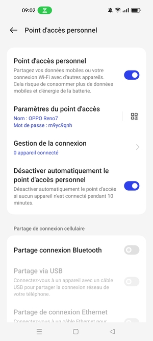 Votre téléphone est maintenant configuré pour être utilisé comme modem