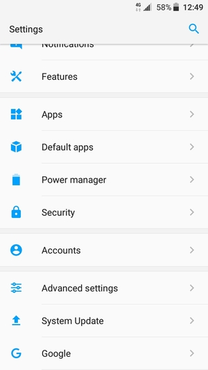 Scroll to and select Advanced settings