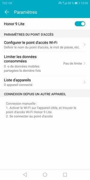 Votre téléphone est maintenant configuré pour être utilisé comme modem