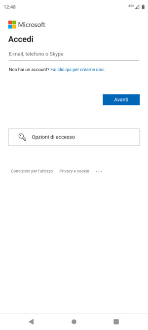 Inserisci il tuo indirizzo email e seleziona Avanti