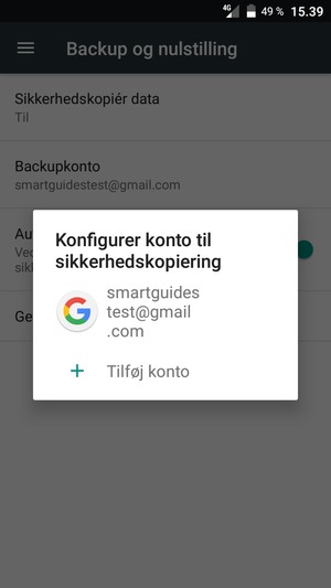 Vælg din sikkerhedskopi-konto