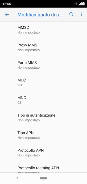 Scorri verso il basso e inserisci le informazioni degli MMS