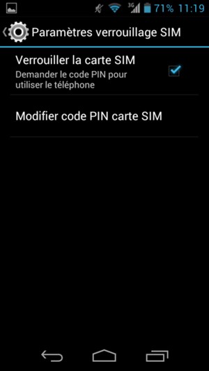Sélectionnez Modifier code PIN carte SIM