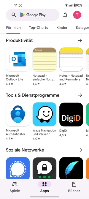 Wählen Sie die Suchleiste