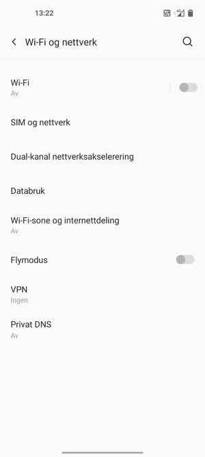 Velg SIM og nettverk