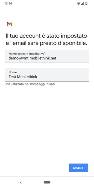 Scegli un nome per il tuo account e inserisci il tuo nome. Seleziona AVANTI