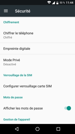 Sélectionnez Configurer verrouillage carte SIM