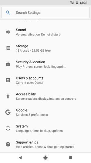 Scroll to and select Users & accounts