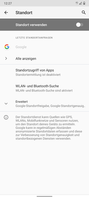 Schalten Sie Standort verwenden aus