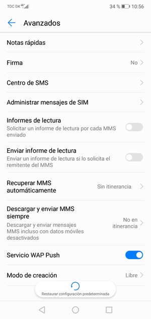 Seleccione Centro de SMS