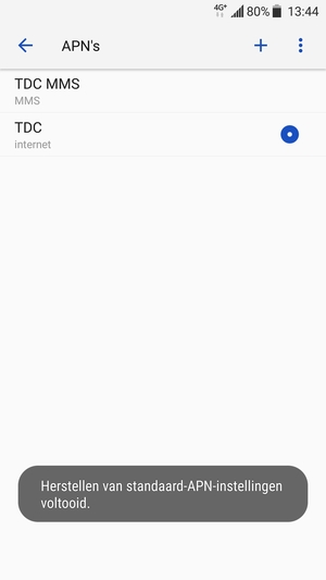 Uw telefoon wordt teruggezet naar standaard internet- en mms-instellingen