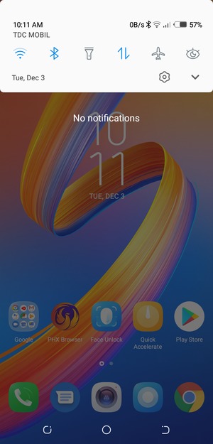 Slide down the top menu again