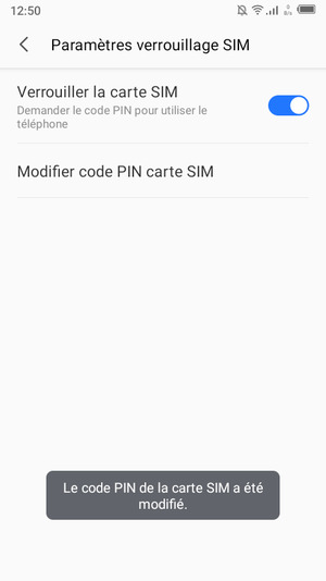 Votre code PIN de la carte SIM a été modifié