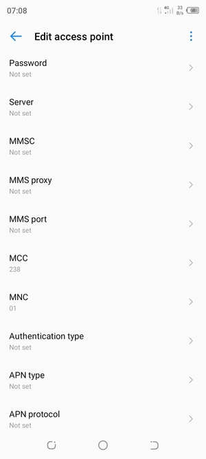 Scroll down and enter MMS information