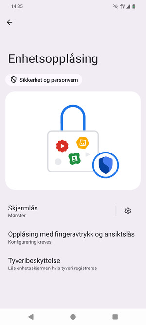 Telefonen din er nå sikret med en skjermlås
