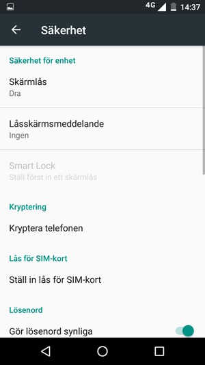 Välj Ställ in lås för SIM-kort