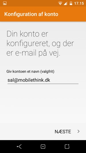 Giv din konto et navn og vælg NÆSTE