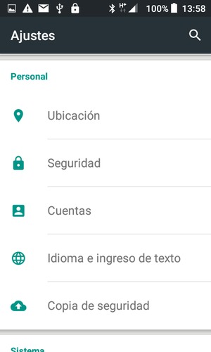 Desplácese y seleccione Seguridad