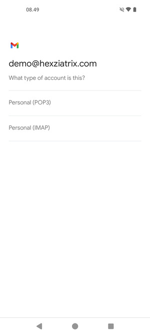 Select Personal (POP3) or Personal (IMAP)