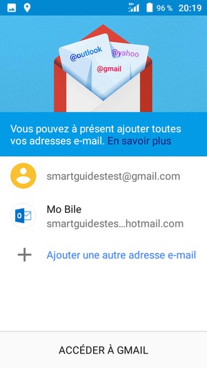 Sélectionnez ACCÉDER À GMAIL