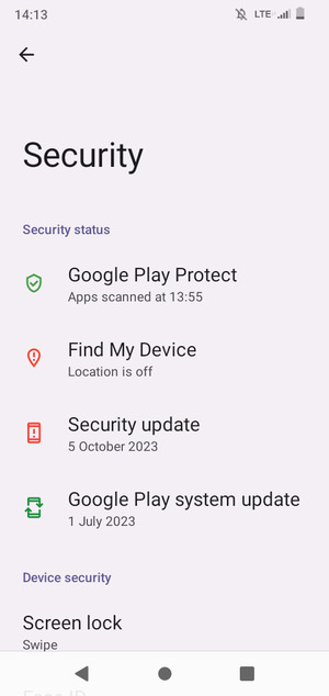 Select Screen lock