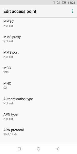 Scroll down and enter MMS information