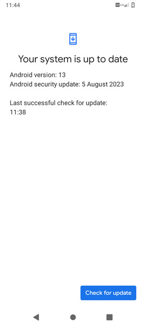If your phone is up to date, you will see the following screen