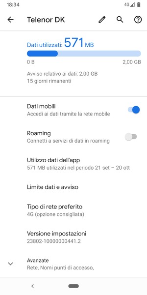 Per modificare la rete, in presenza di problemi, seleziona Avanzate