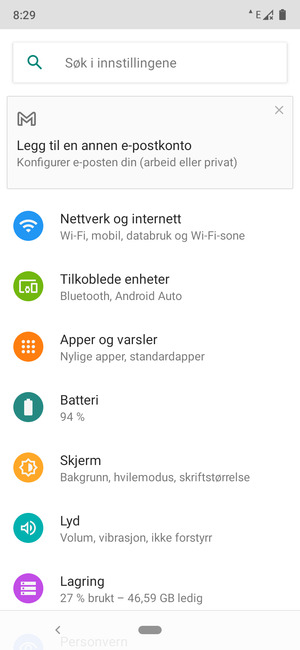 Velg Nettverk og internett