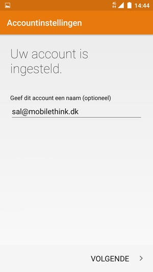 Geef uw account een naam en selecteer VOLGENDE