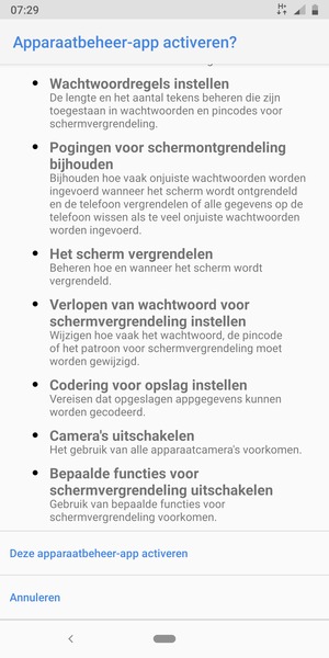 Scroll naar beneden en selecteer Deze apparaatbeheer-app activeren