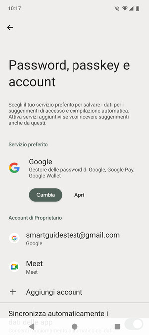 Seleziona il tuo account Google