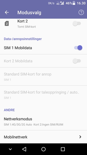 Bla til og velg Mobilnettverk