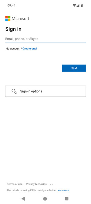 Enter your Email address and select Next