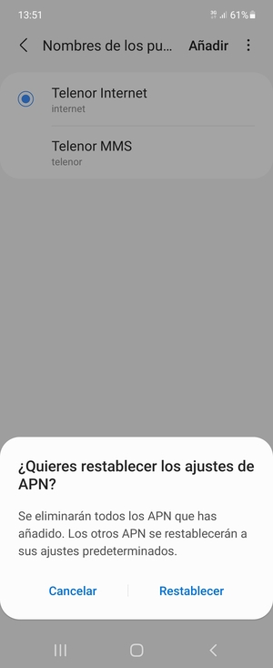 Seleccione Restablecer