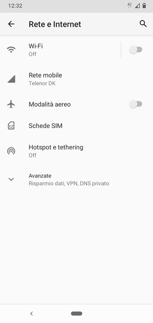 Seleziona Rete mobile