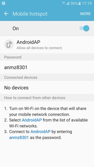 Your phone is now set up for use as a modem