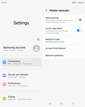 To change network if network problems occur, select Network operators