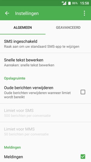 Selecteer GEVANCEERD